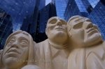 Photo: Illuminated Crowd Faces Downtown Montreal Statue