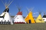 Teepees at the First Nation Blackfoot Indian Siksika Pow Wow in Alberta, Canada.
