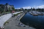 The busy harbour in downtown Victoria is a popular place to visit on Vancouver Island, BC.
