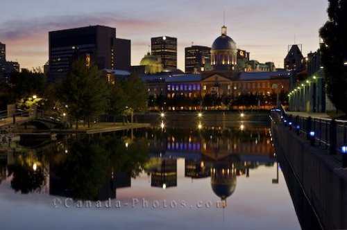 Photo: Bonsecours Market Downtown Buildings Dusk Reflections Montreal