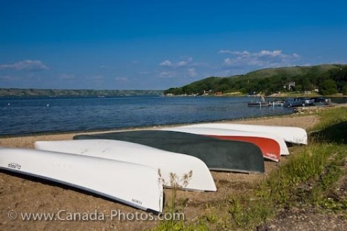 Photo: Canoes Echo Lake Beach Saskatchewan