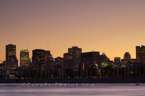 Photo: Montreal City Sunset Skyline St Lawrence River Quebec