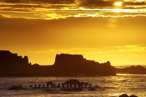 Photo: Glowing Yellow Sunset L Anse Aux Meadows Newfoundland