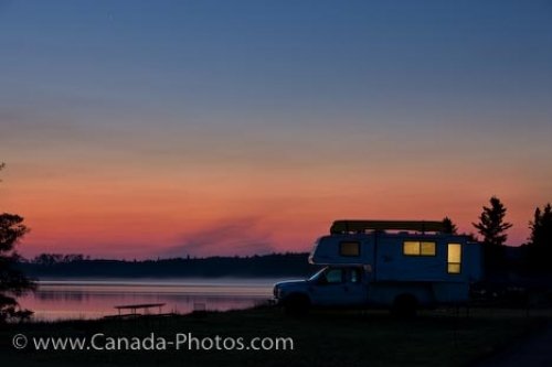 Photo: Lake Audy Sunset Camper Riding Mountain National Park Manitoba
