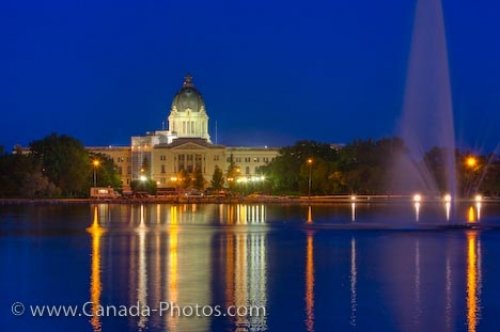 Photo: Legislative Building Night Reflections Regina City Saskatchewan