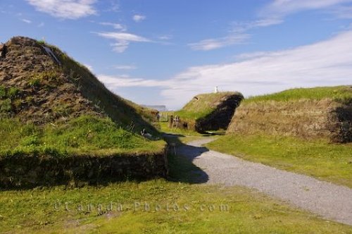 Photo: Reconstructed Sod Viking Huts L Anse Aux Meadows Newfoundland