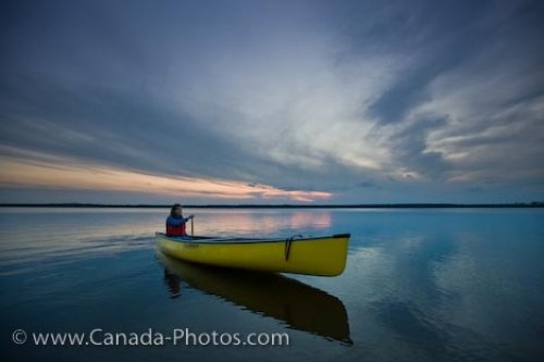 Photo: Riding Mountain National Park Sunset Canoeing Lake Audy
