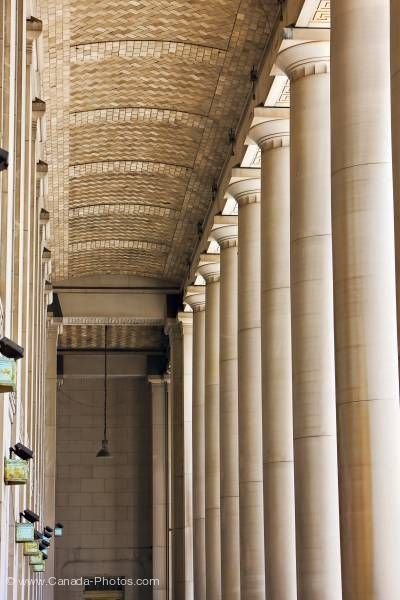 Photo: Columns at entrance to Union Station in downtown Toronto Ontario Canada