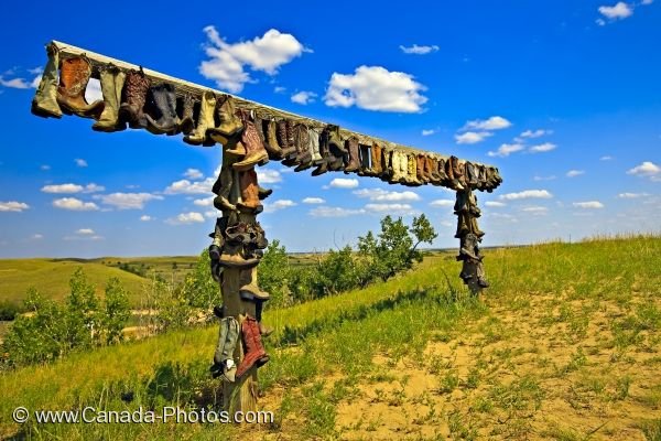 Photo: Decorative Cowboy Boots Great Sand Hills Saskatchewan
