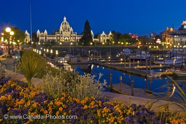 Photo: Parliament Building Victoria Harbor Twilight Photo